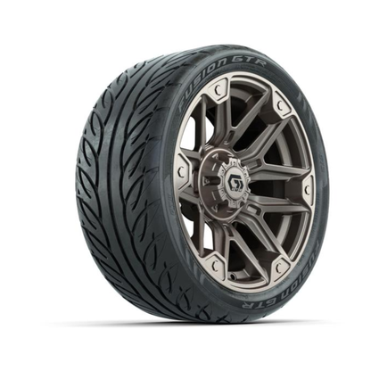 GTW® Graffiti Satin Bronze 14 in Wheels with 205/40-R14 Fusion GTR Steel Belted Street Tires – Full Set