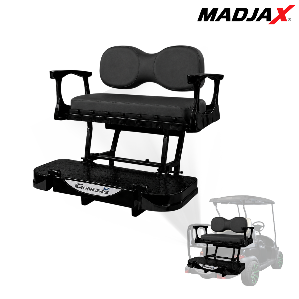 MadJax Genesis 300 Aluminum Rear Seat Kit for E-Z-GO TXT & RXV  Standard / Deluxe Cushions