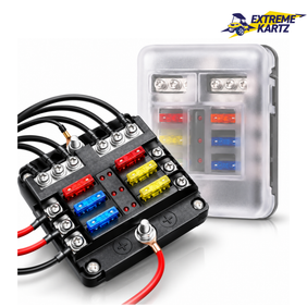 6 Way Fuse Block,12V Blade Fuse 6 Circuit ATC/ATO Waterproof Fuse Box Holder with LED Indicator Waterpoof Cover