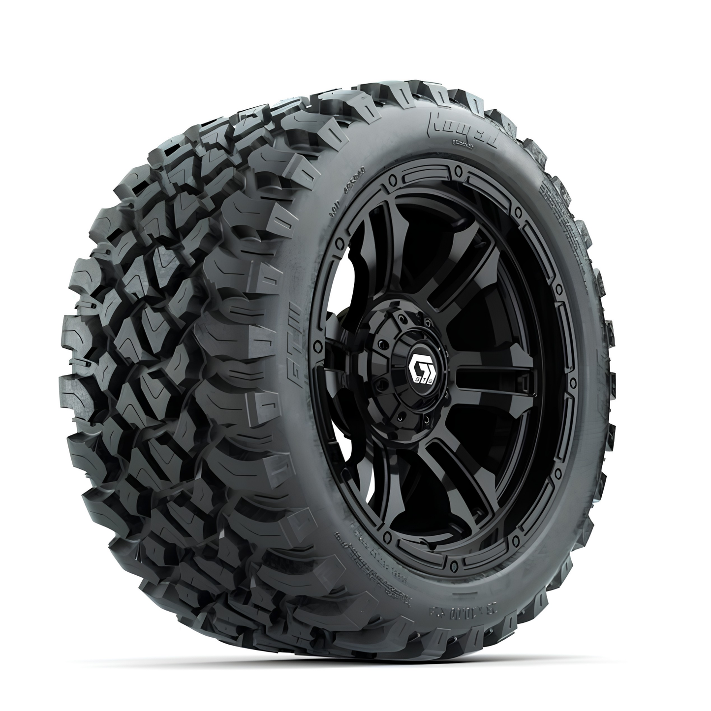 GTW Shogun Gloss Black 14" Wheels with 23x10-R14 Nomad All-Terrain Tires (Set of 4)
