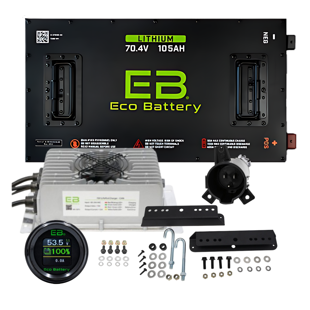 Eco Battery 70V - 105Ah Lithium Battery Bundle - Choose Cart Model