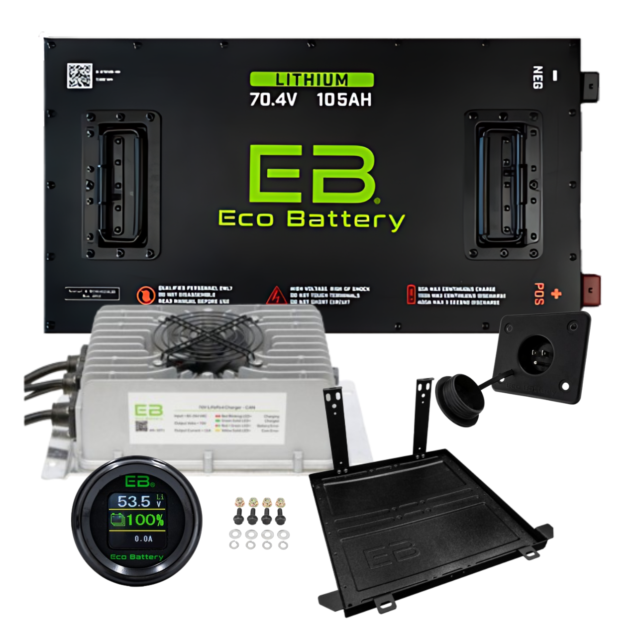 Eco Battery 70V - 105Ah Lithium Battery Bundle - Choose Cart Model