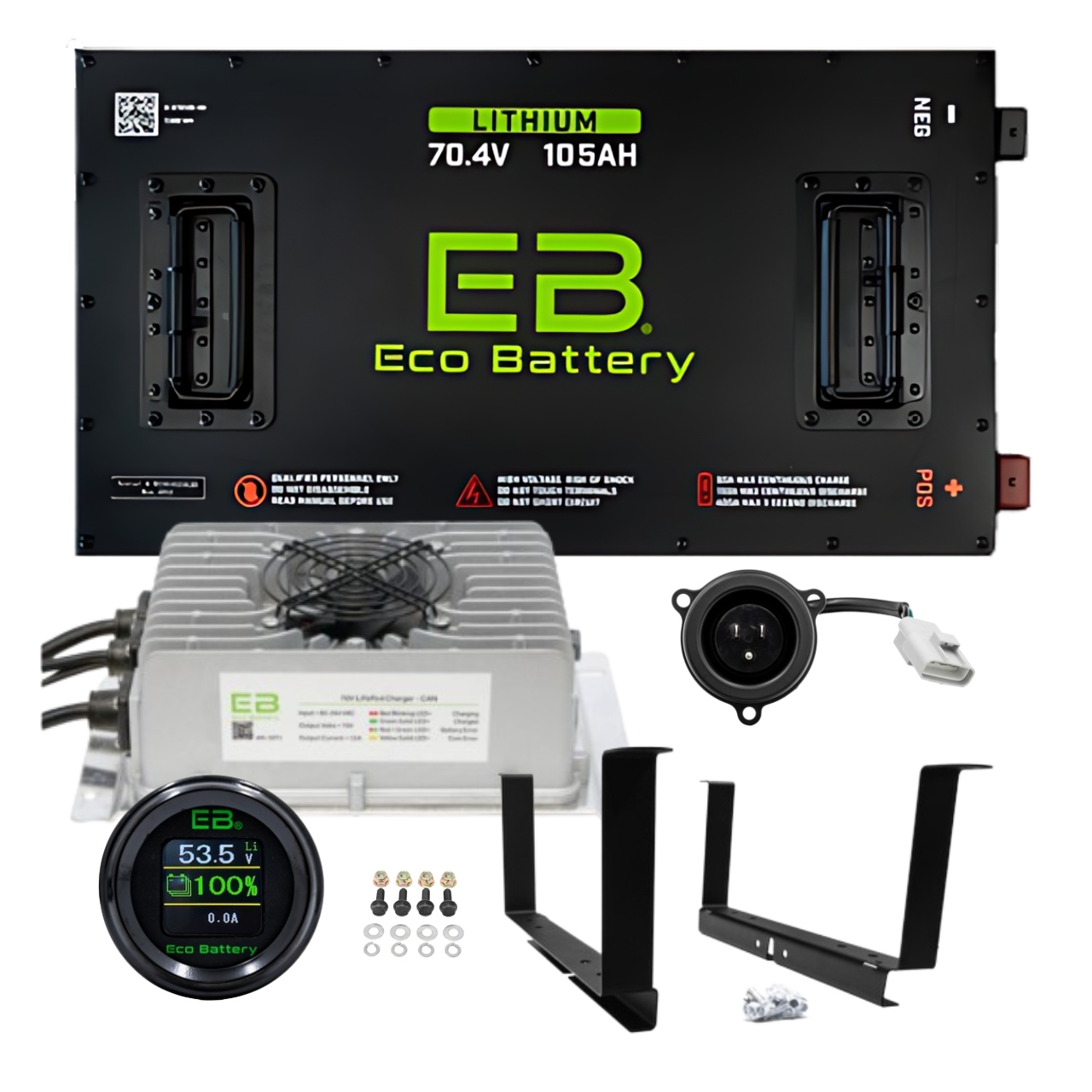 Eco Battery 70V - 105Ah Lithium Battery Bundle - Choose Cart Model