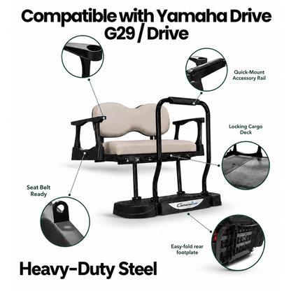 MadJax Genesis 250 Steel Rear Flip Seat Kits with Deluxe & Standard Cushions for Yamaha Drive G29 / Drive2