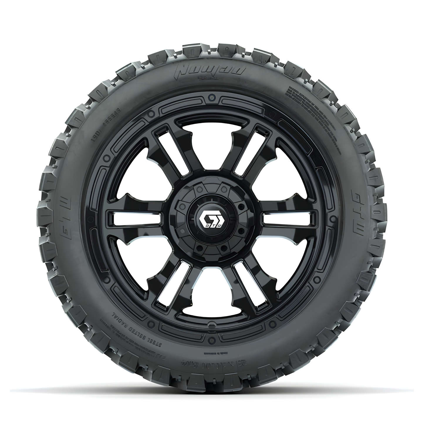 GTW Shogun Gloss Black 14" Wheels with 23x10-R14 Nomad All-Terrain Tires (Set of 4)