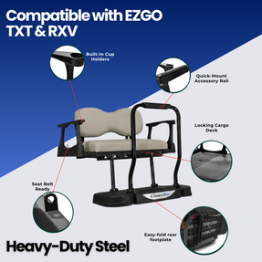 MadJax Genesis 250 Steel Rear Flip Seat Kits with Deluxe / Standard Cushions for EZGO TXT & RXV