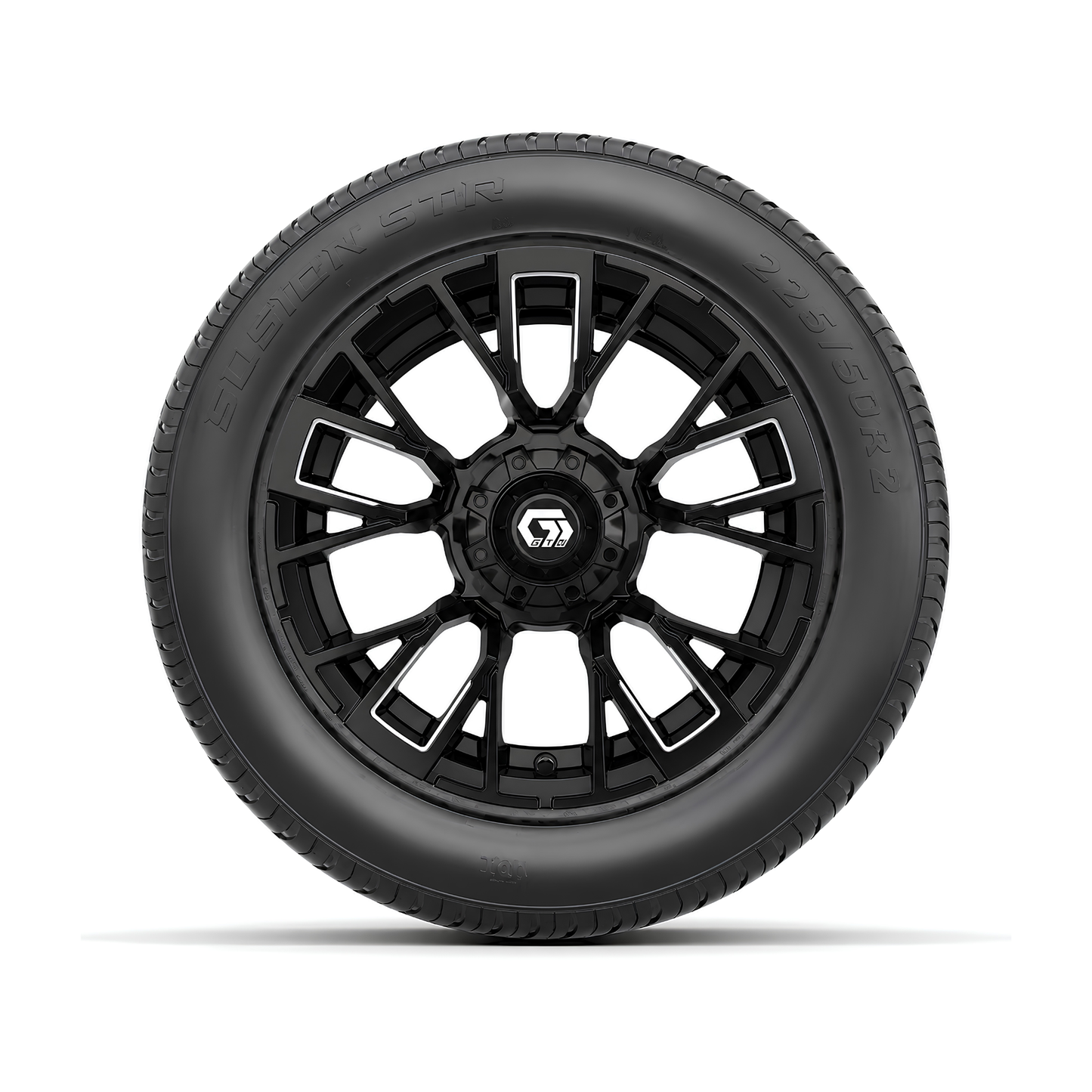 GTW® Vandal 14” Matte Black/Machined Wheels with 225/50-R14 Fusion STR DOT Tires – Full Set