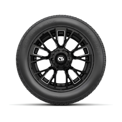 GTW® Vandal 14” Matte Black/Machined Wheels with 225/50-R14 Fusion STR DOT Tires – Full Set