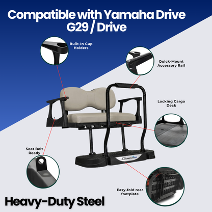 MadJax Genesis 250 Steel Rear Flip Seat Kits with Deluxe & Standard Cushions for Yamaha Drive G29 / Drive2