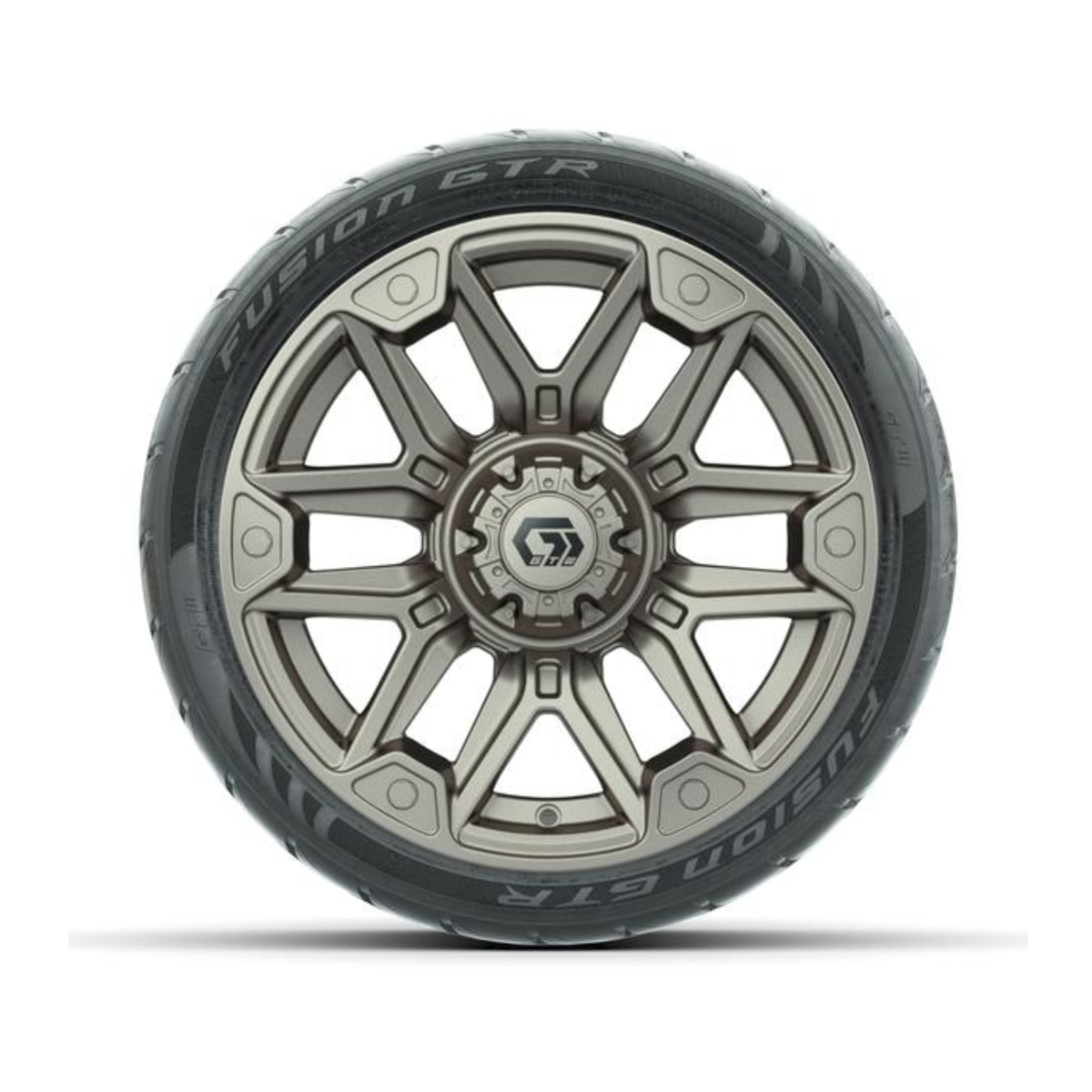 GTW® Graffiti Satin Bronze 14 in Wheels with 205/40-R14 Fusion GTR Steel Belted Street Tires – Full Set