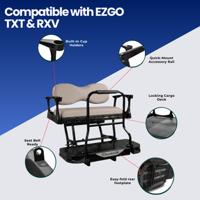 MadJax Genesis 300 Aluminum Rear Seat Kit for E-Z-GO TXT & RXV  Standard / Deluxe Cushions