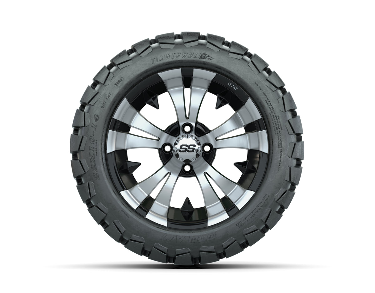 14 GTW Vampire Black and Machined Wheels with 22 Timberwolf Mud Tires  Set of 4