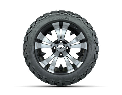 14 GTW Vampire Black and Machined Wheels with 22 Timberwolf Mud Tires  Set of 4
