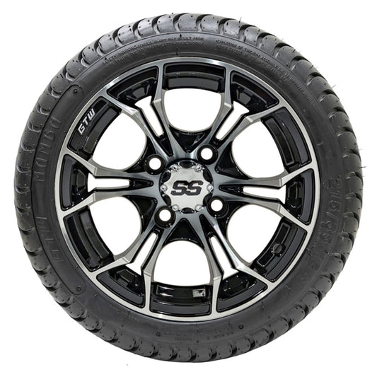 12 GTW Spyder Black and Machined Wheels with 18 Mamba Street Tires  Set of 4