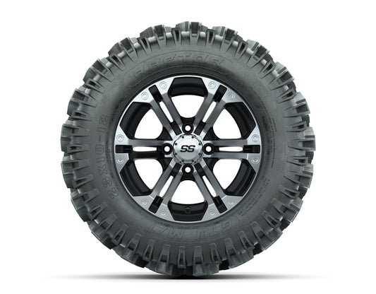 12” GTW Specter Black and Machined Wheels with 23” Raptor Mud Tires – Set of 4