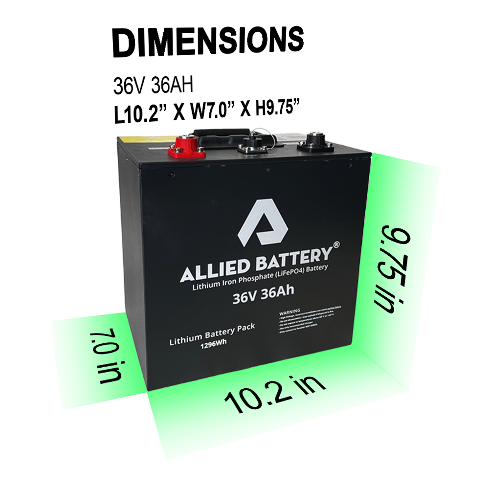 Allied Lithium 36V Golf Cart Battery Conversion Kit - 2 x 36ah (72ah total)