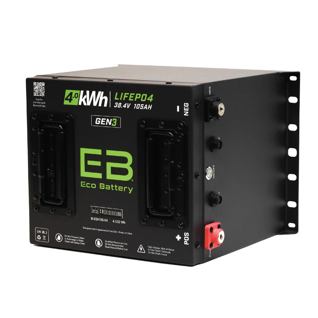 Eco Battery 36V 105Ah GEN3 LifePo4 Battery "Cube" - Individual