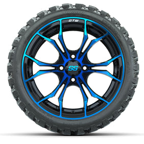 Set of (4) 15" GTW Spyder Blue/Black Wheels with 23x10-R15 Nomad All-Terrain Tires