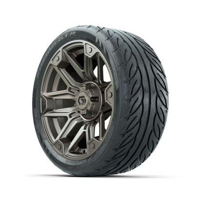 GTW® Graffiti Satin Bronze 14 in Wheels with 205/40-R14 Fusion GTR Steel Belted Street Tires – Full Set