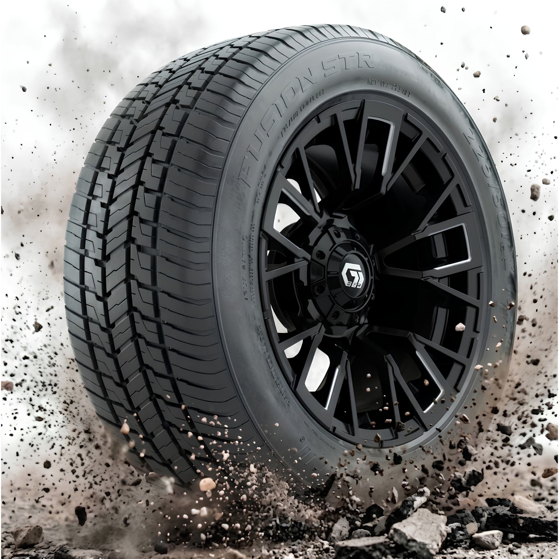 GTW® Vandal 14” Matte Black/Machined Wheels with 225/50-R14 Fusion STR DOT Tires – Full Set