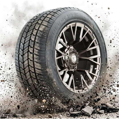 GTW® Vandal 14” Satin Bronze/Machined Wheels with 225/50-R14 Fusion STR Tires – Full Set