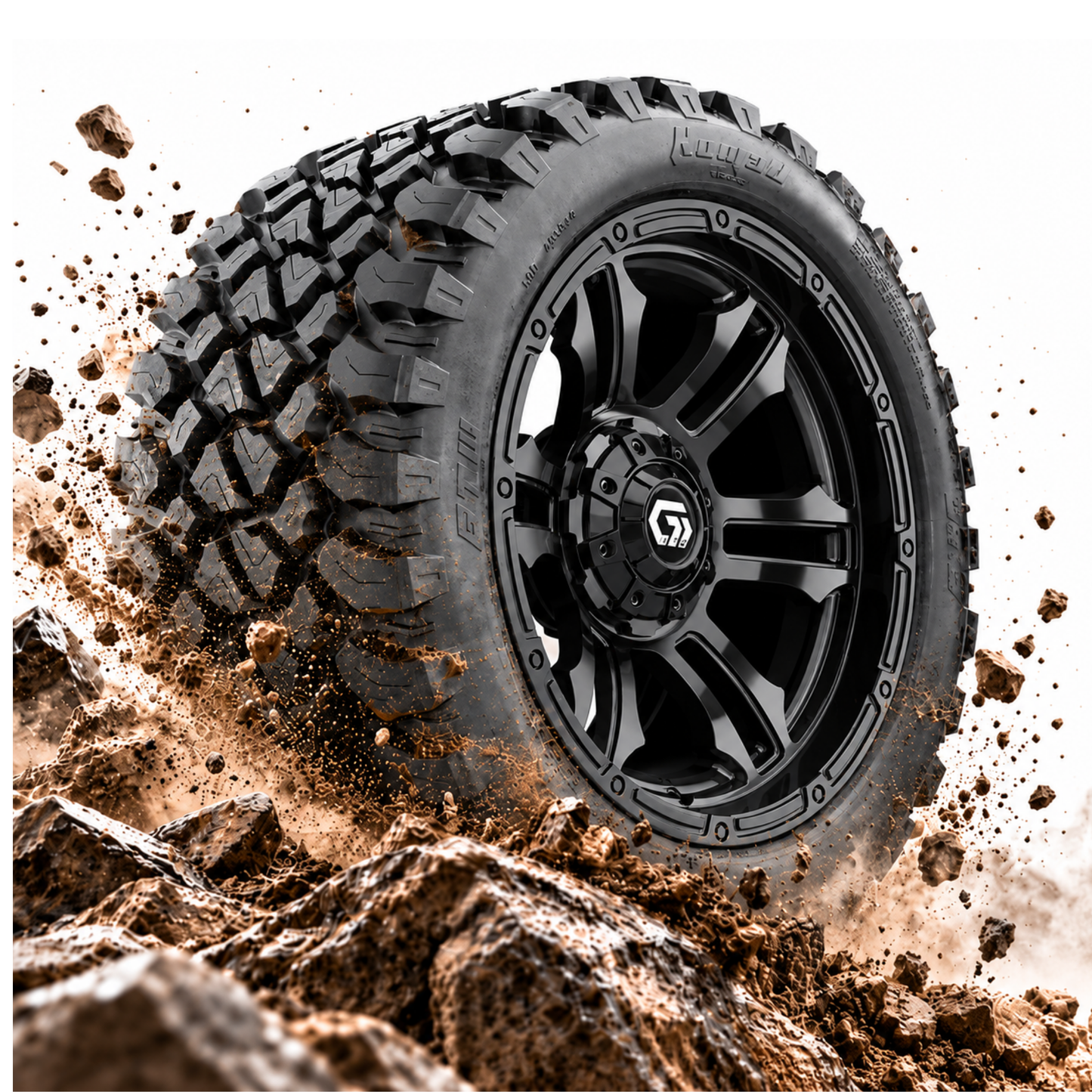 GTW Shogun Gloss Black 14" Wheels with 23x10-R14 Nomad All-Terrain Tires (Set of 4)