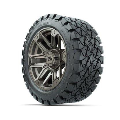 GTW® Graffiti Satin Bronze 14 in Wheels with 22x10-14 Timberwolf All-Terrain Tires – Full Set