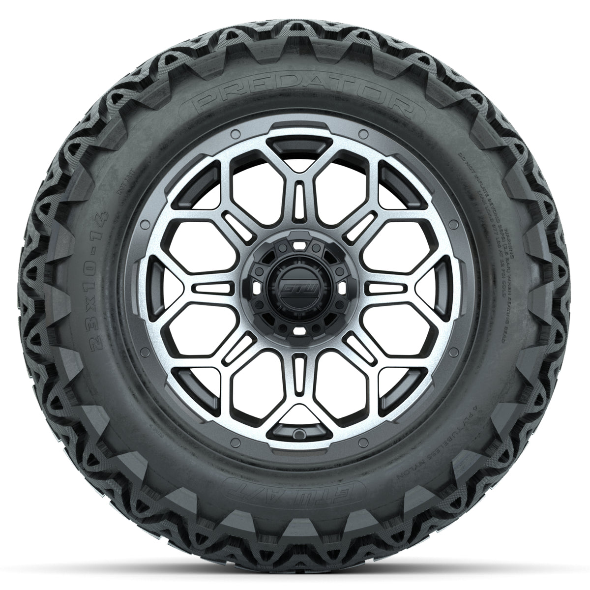 Set of (4) 14 in GTW Bravo Wheels with 23x10-14 GTW Predator All-Terrain Tires