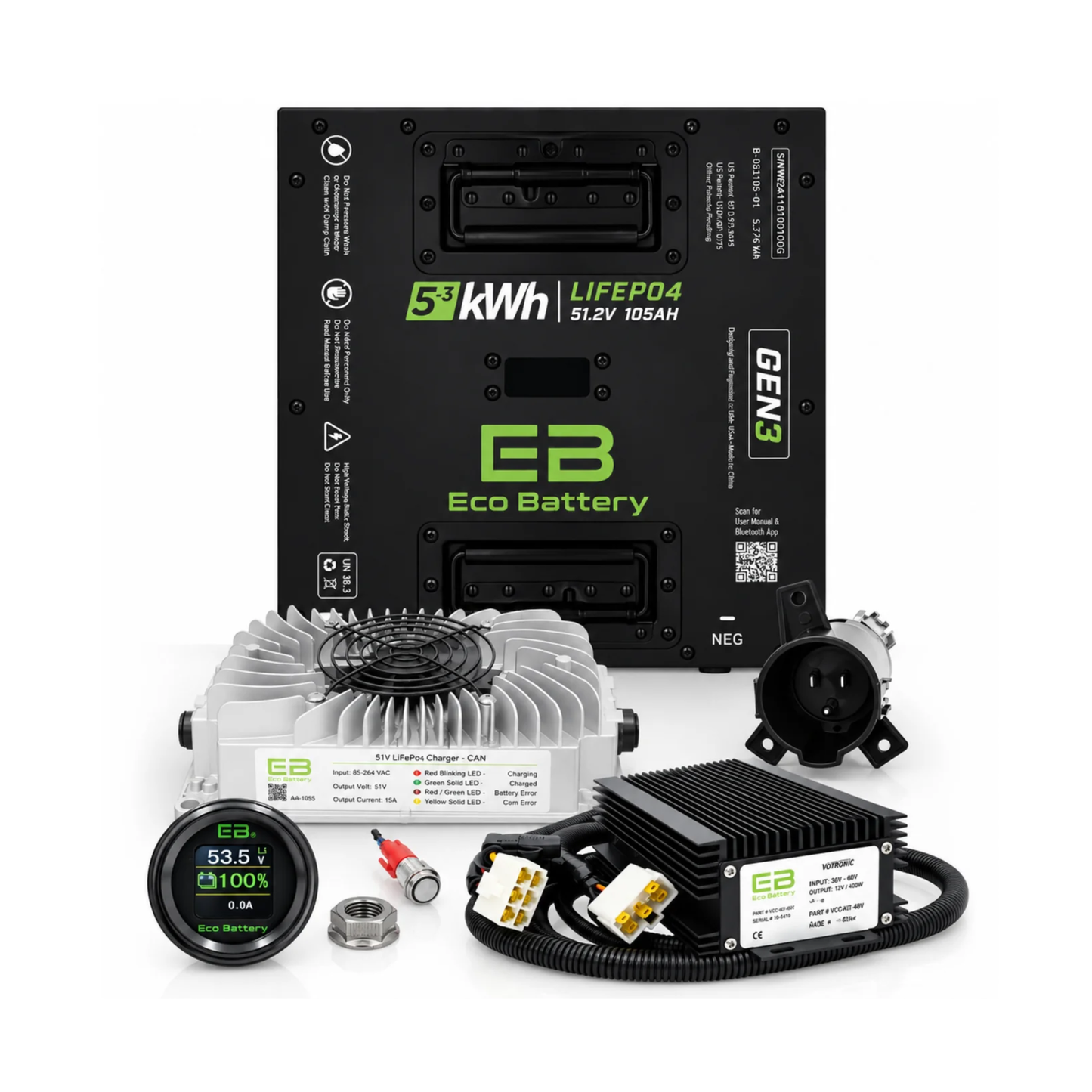 Eco Battery 48V 105Ah Thru-Hole Bundle - Select your Cart