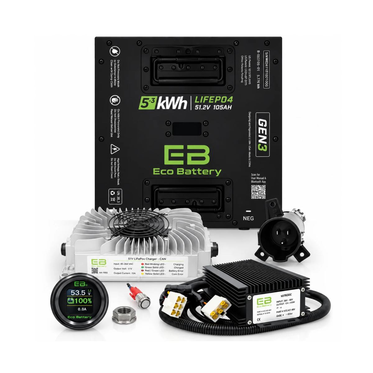 Eco Battery 48V 105Ah Thru-Hole Bundle - Select your Cart