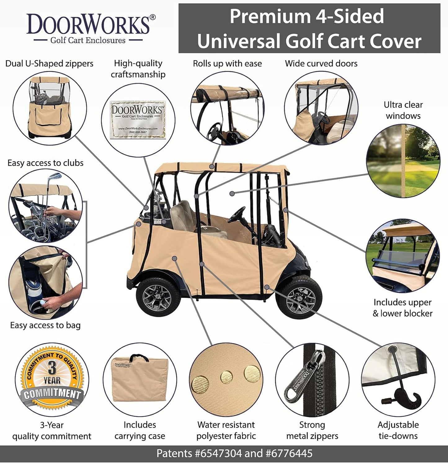 Doorworks Universal 2 Passenger 4 Sided Over the Top Enclosure - Black