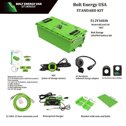 Bolt Energy 160AH 48 Volt Standard Kit - BIG HIGH OUTPUT GOLF CART LITHIUM BATTERY