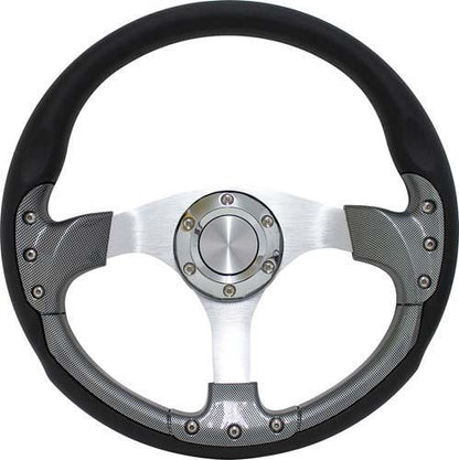 Pursuit 14" Carbon Fiber Steering Wheel W/Kit; Ezgo