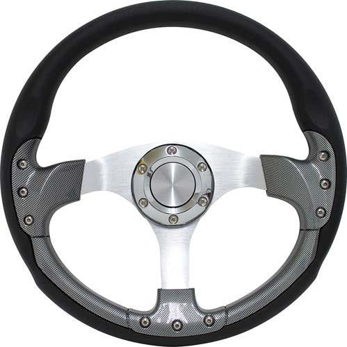 Pursuit 14" Carbon Fiber Steering Wheel W/Kit; Ezgo