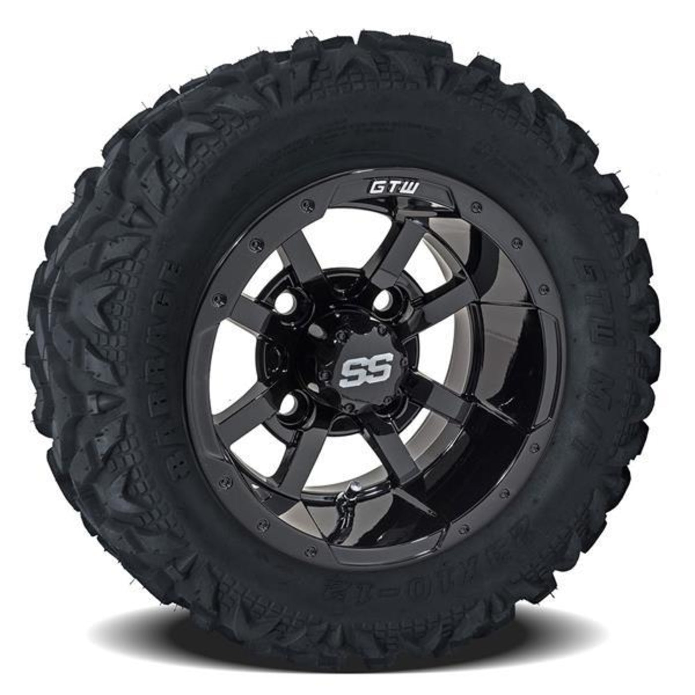 Set of (4) 10 inch Storm Trooper Wheels on Barrage Mud Tires