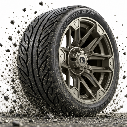 GTW® Graffiti Satin Bronze 14 in Wheels with 205/40-R14 Fusion GTR Steel Belted Street Tires – Full Set