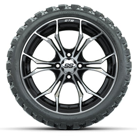 Set of (4) 15" GTW Spyder Machined/Black Wheels with 23x10-R15 Nomad All-Terrain Tires