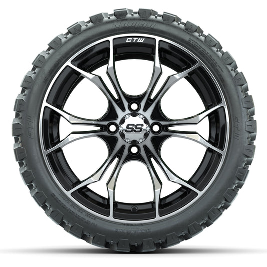 Set of (4) 15″ GTW Spyder Machined/Black Wheels with 23x10-R15 Nomad All-Terrain Tires