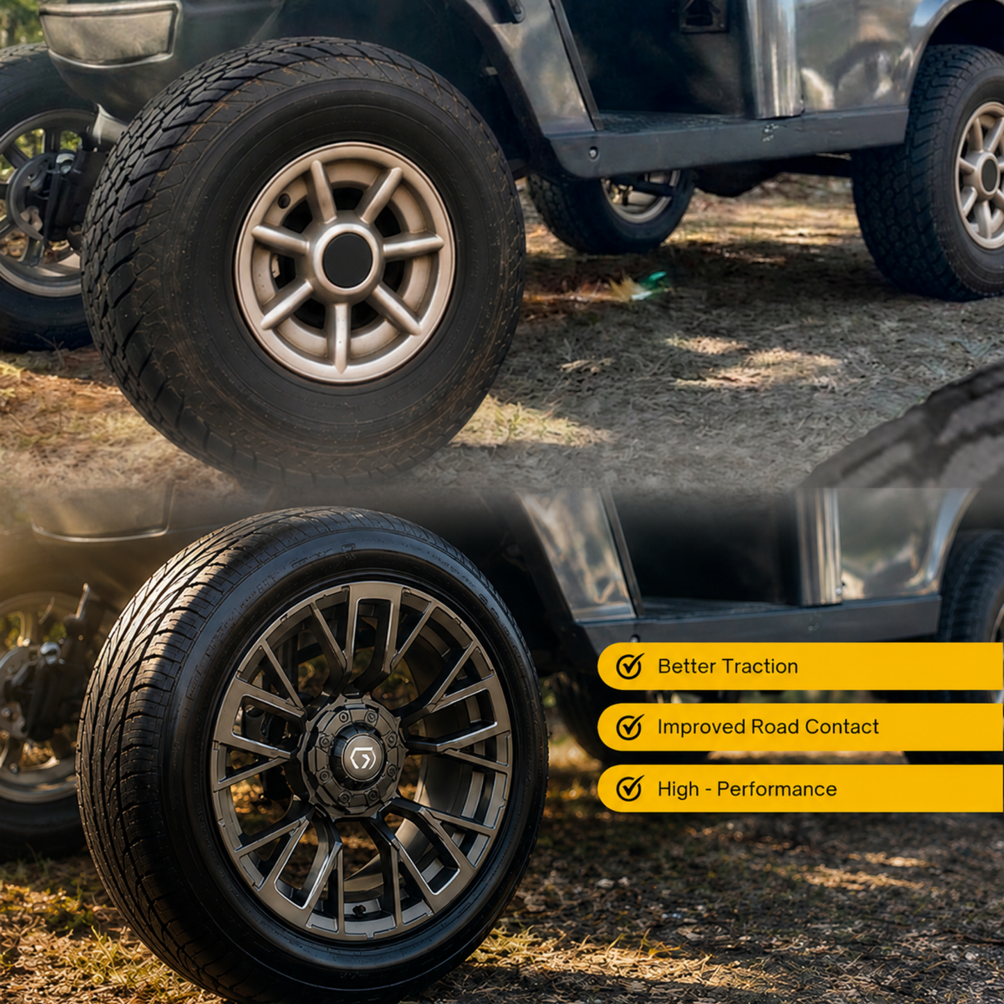 GTW® Vandal 14” Satin Bronze/Machined Wheels with 225/50-R14 Fusion STR Tires – Full Set