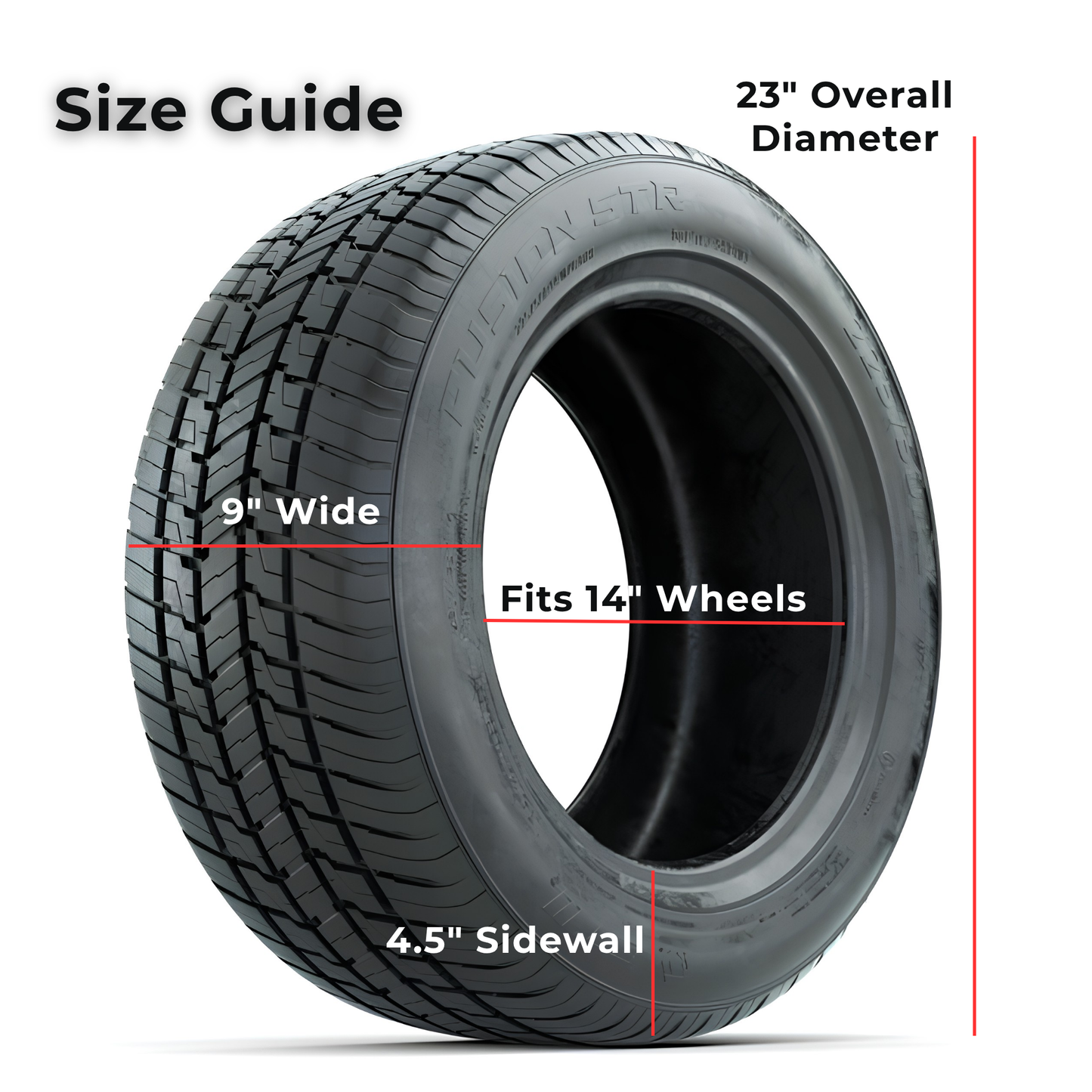 GTW® Fusion STR 225/50-R14 DOT-Approved Steel-Belted Radial Golf Cart Tire