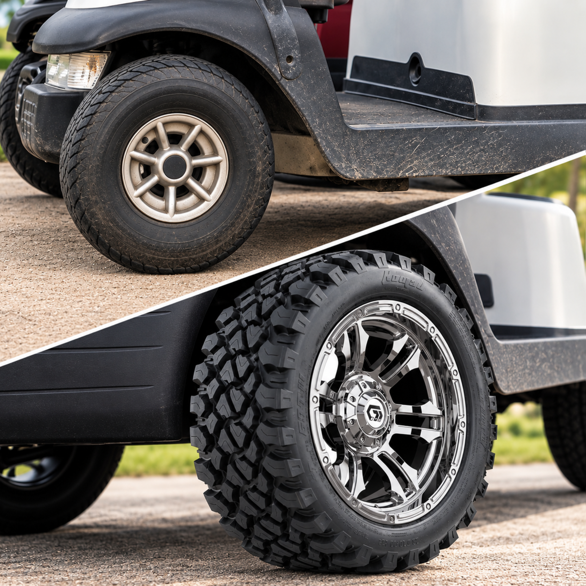GTW Shogun Gloss Black 14" Wheels with 23x10-R14 Nomad All-Terrain Tires (Set of 4)