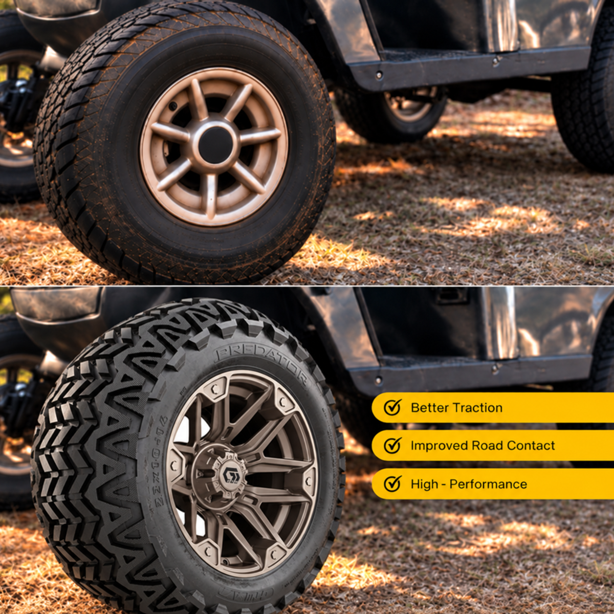 GTW® Graffiti Satin Bronze 14 in Wheels with 23x10-14 Predator All-Terrain Tires – Full Set