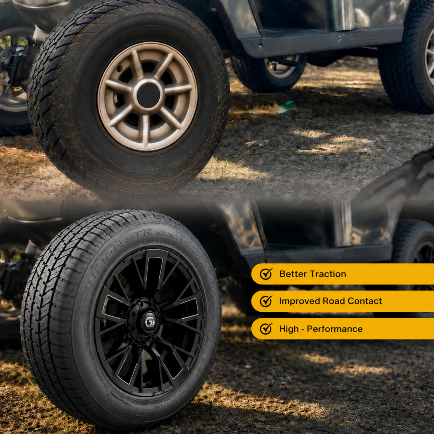 GTW® Vandal 14” Matte Black/Machined Wheels with 225/50-R14 Fusion STR DOT Tires – Full Set
