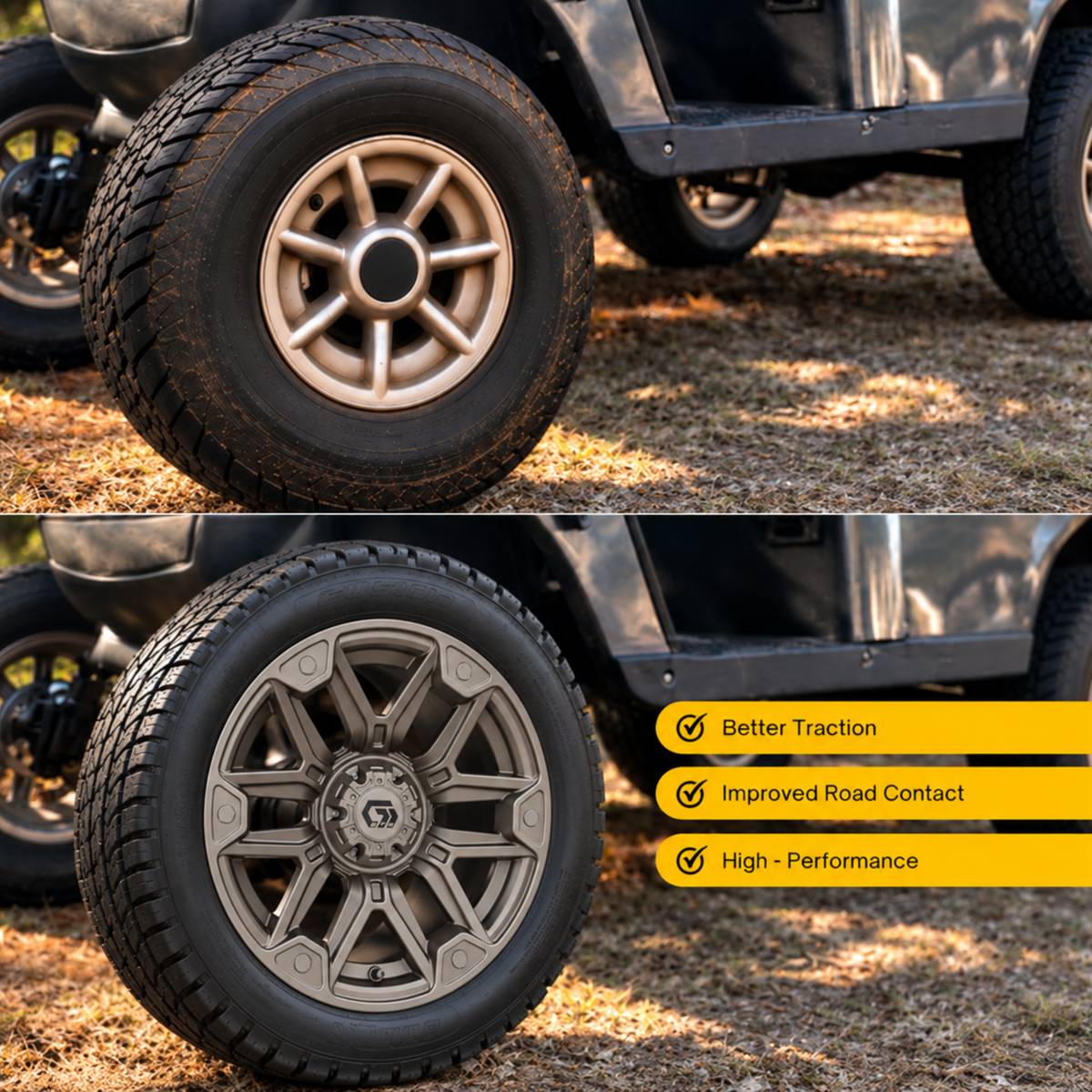 GTW® Graffiti Satin Bronze 14 in Wheels with 205/40-R14 Fusion GTR Steel Belted Street Tires – Full Set