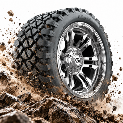 GTW Shogun Chrome 14" Wheels with 23x10-R14 Nomad All-Terrain Tires (Set of 4)