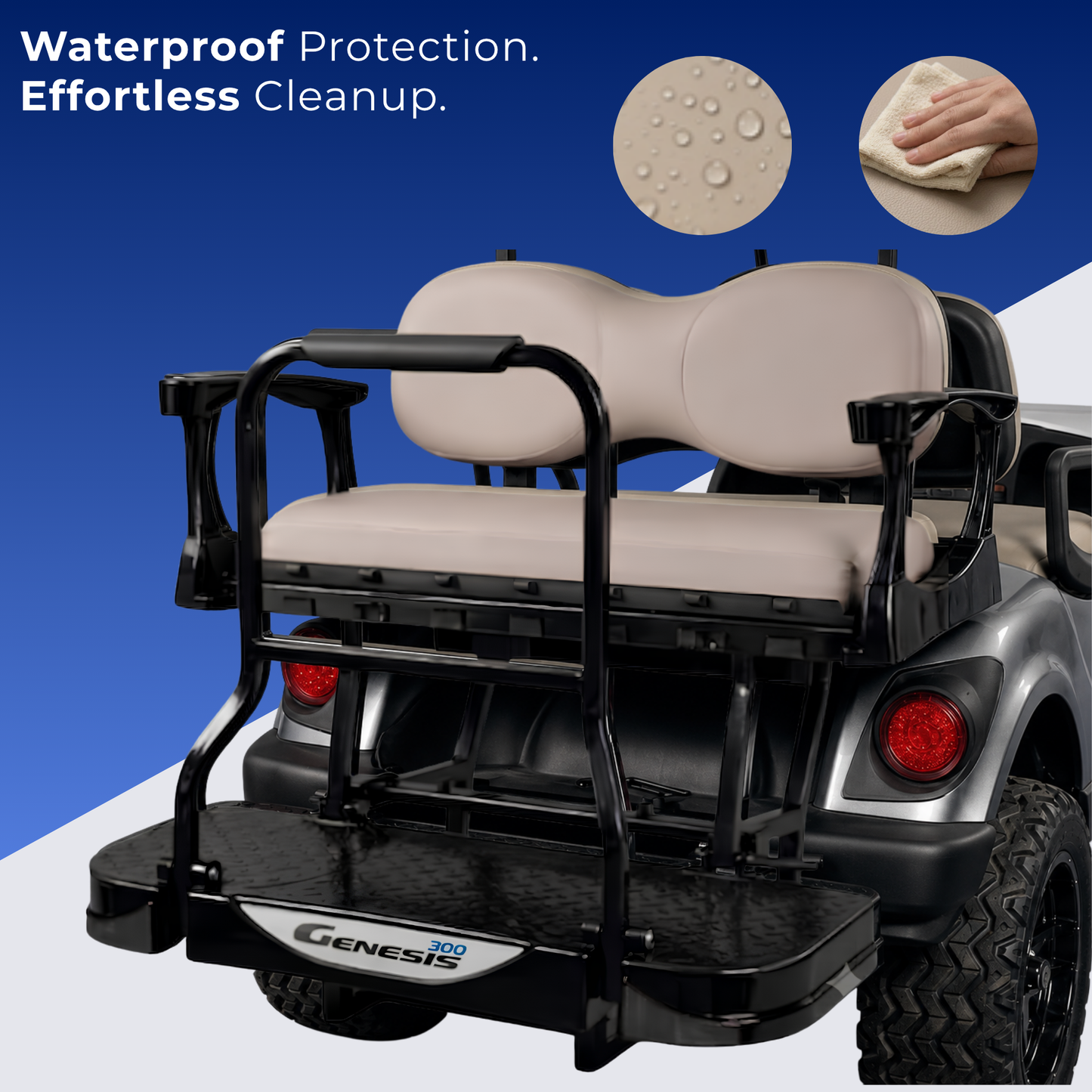MadJax Genesis 300 Aluminum Rear Seat Kit for Club Car DS, Precedent, Tempo & Onward | Deluxe & Standard Cushions