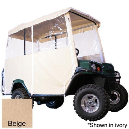 Beige 4-Passenger Over-The-Top Vinyl Enclosure For Club Car Villager w/Factory Fold-Down Seat