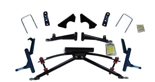 Jake's double A-arm lift kit (4" lift). Accepts up to 23x10.5-12 tire. Club Car gas 82-96.5 DS w/metal dust covers on front hubs