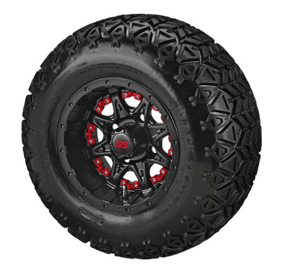 LSI 10X7 Revenge Matte Black Insert with Black Trail II 22-11-10 All Terrain Tire Set of 4