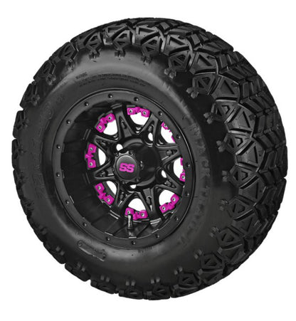 LSI 10X7 Revenge Matte Black Insert with Black Trail II 22-11-10 All Terrain Tire Set of 4